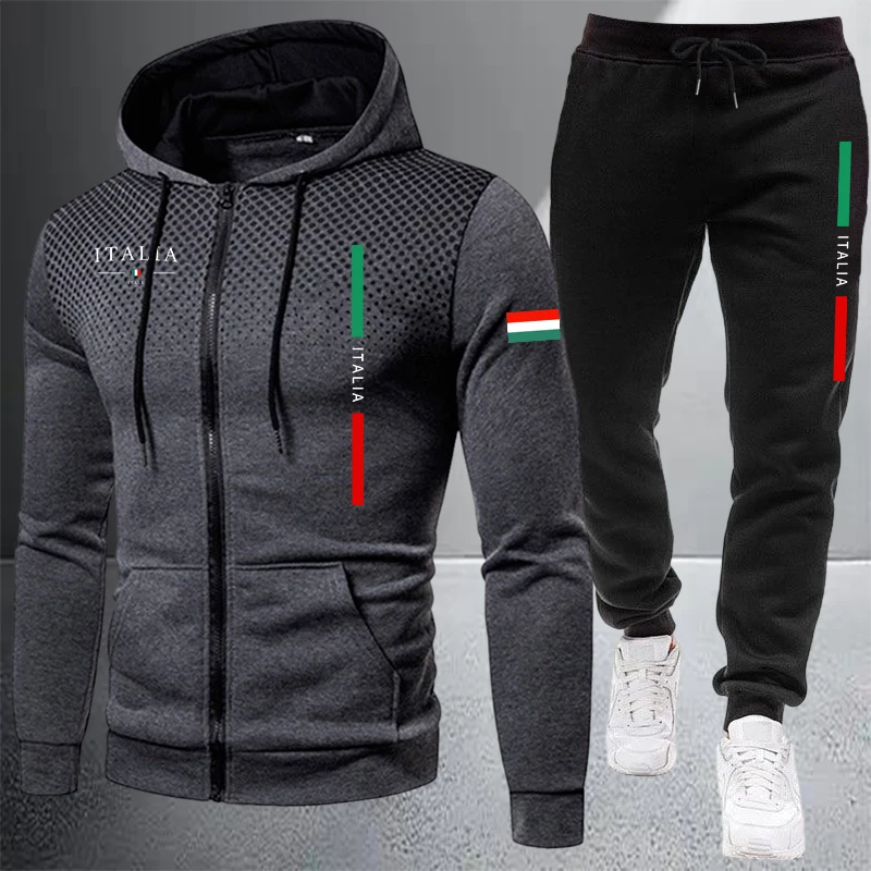 Winter Clothing Essentials - Men's Tracksuit Casual Zip Hooded Sweatshirt